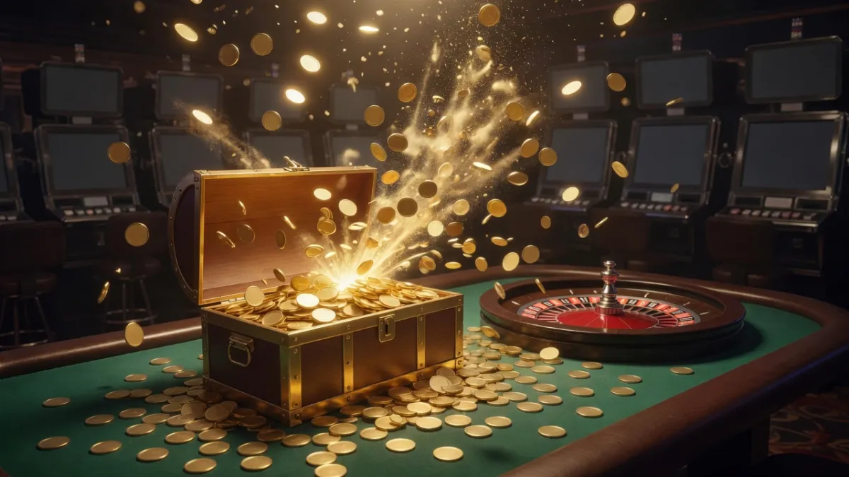 Gold coins and sparkling light – a bonus at an online casino